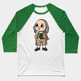 Chibi Benjamin Franklin - Large Design Baseball T-Shirt